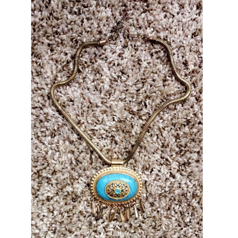 Teal and Gold Necklace